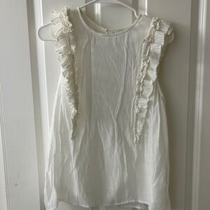 Chic Cream Ruffle Sleeveless Blouse